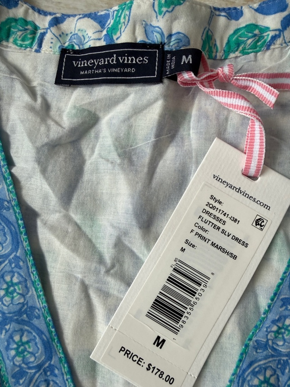 Vineyard Vines Blue and Green Floral Cotton Dress - Picture 2 of 5